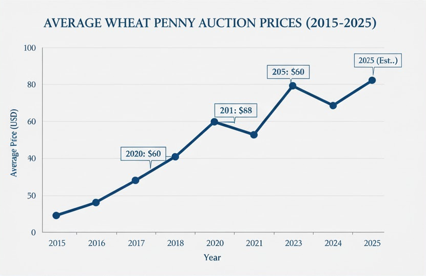 The Value of Wheat Pennies in the Past 10 Years – A Collector’s Dream Guide 3 Average Wheat Penny Auction prices from 2015 to 2025
